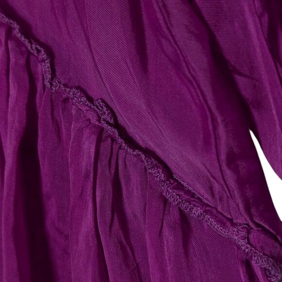 La Contessa Oversized 100% Silk Sheer Short Sleeve Tiered Babydoll Mini Dress LG - Picture 7 of 11